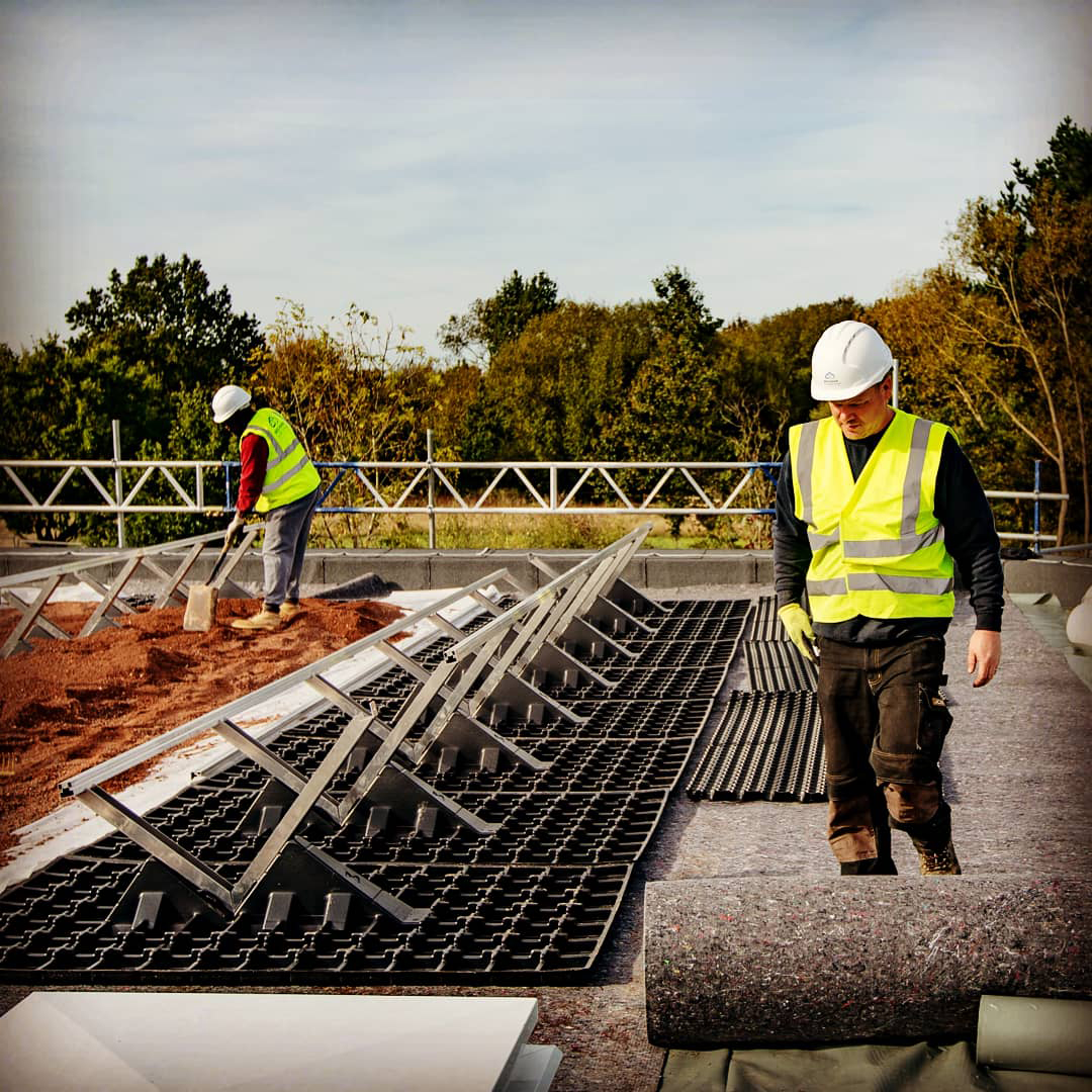 green roof company working on a new installation