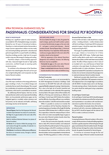 SPRA Passivhaus Considerations for Single Ply Roofing